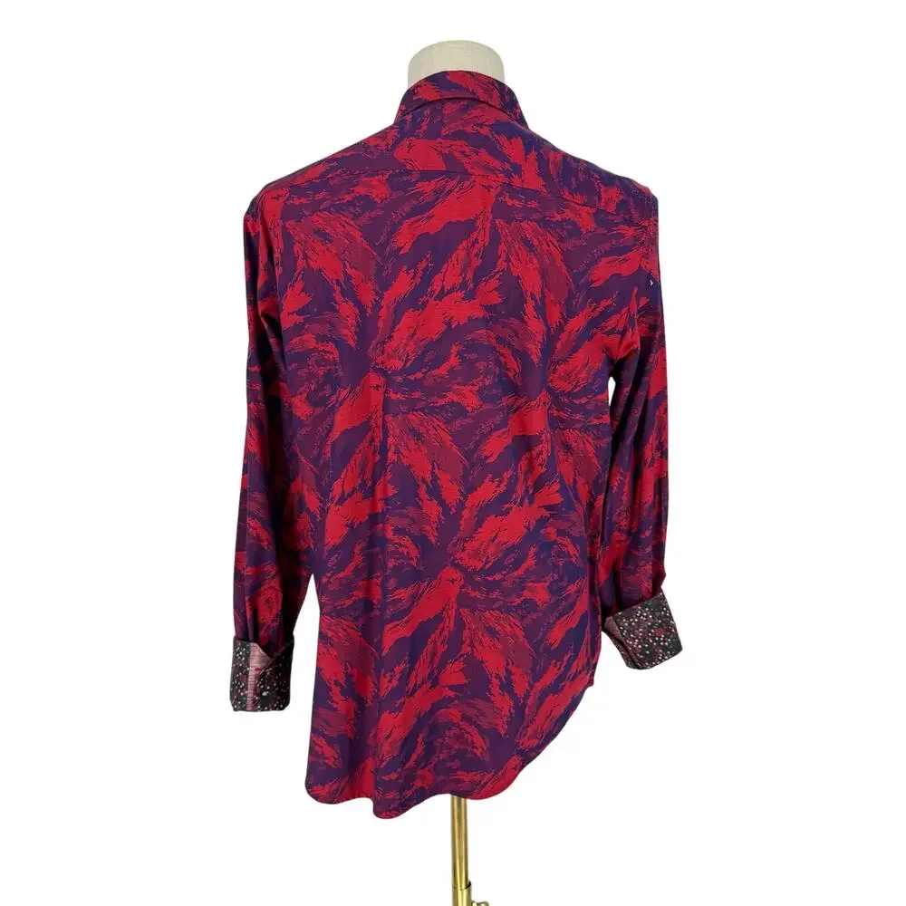 Robert Graham Woven Button Front Long Sleeve Shirt EXPRESSIONIST Paint Print M - Picture 2 of 9